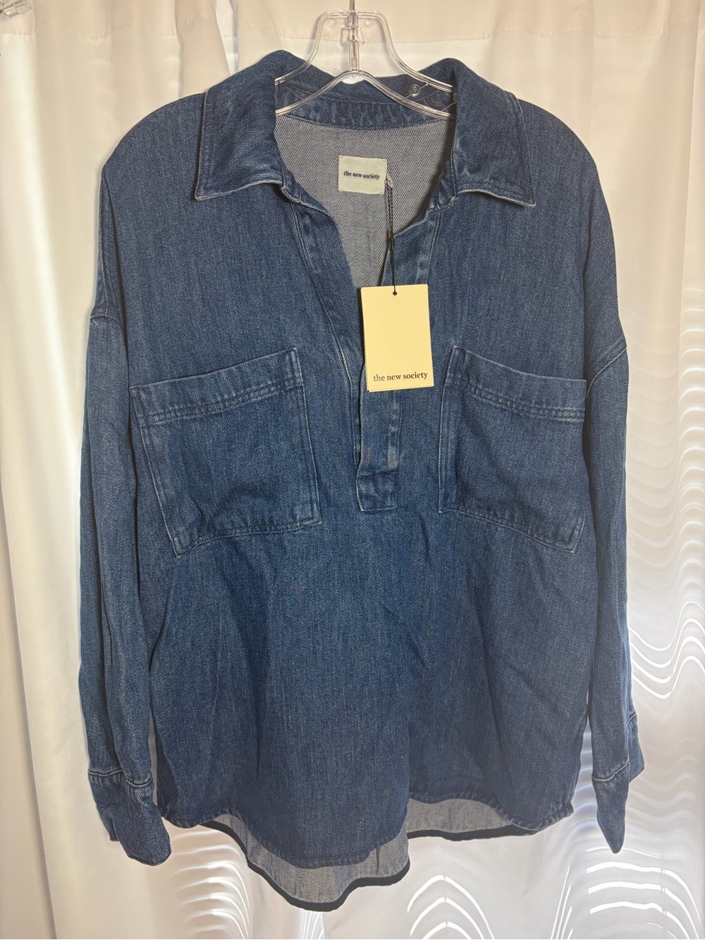 NWT THE NEW SOCIETY Woodland Blue Denim Blouse size S